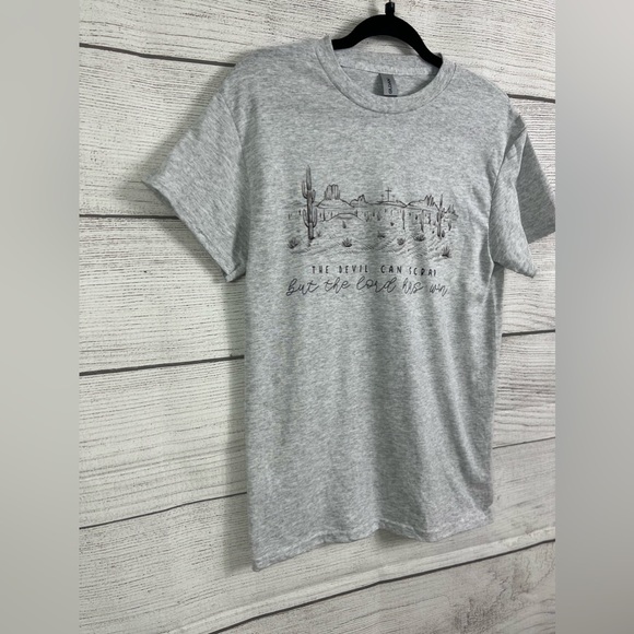 “The Devil can scrap, but the Lord has won” Heather Gray Tee T Shirt 💗 - Picture 6 of 6